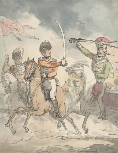 Unused study for a plate to ‘Hungarian and Highland Broadsword Exercise’ Feb. 12, 1799, Thomas Rowlandson
