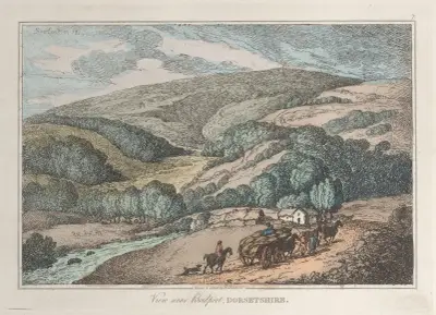 Vy nära Bridport, Dorsetshire av Thomas Rowlandson