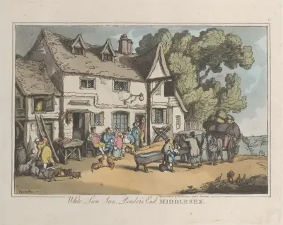 White Lion Inn. Ponder’s End, Middlesex av Thomas Rowlandson
