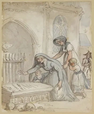 Widow at the tomb, Thomas Rowlandson