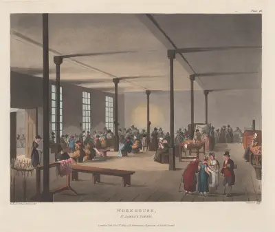Arbetshuset i St. James församling av Thomas Rowlandson