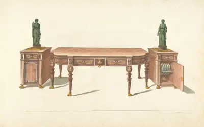 Sideboard och två skåp av Thomas Sheraton