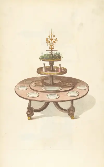 Three tiered dining table. av Thomas Sheraton