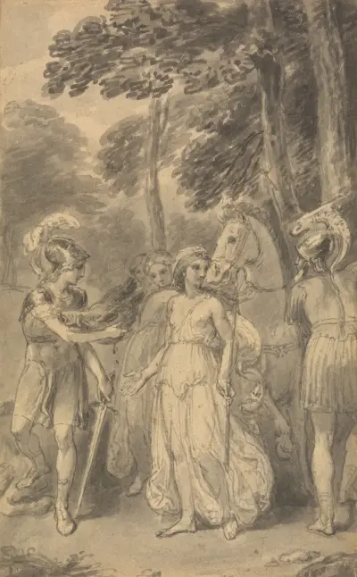 En av sex illustrationer till Fenelons 'Telemakos äventyr, son till Odysseus' av Thomas Stothard