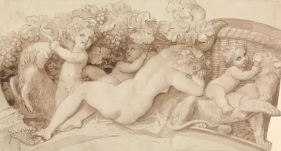 Reliefteckning för en silver saltcellar av Thomas Stothard
