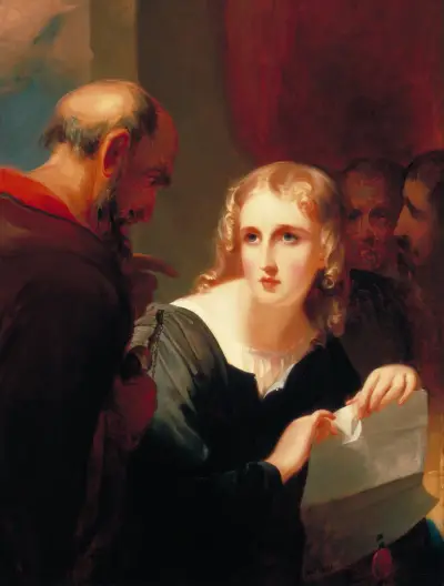 Portia and Shylock av Thomas Sully