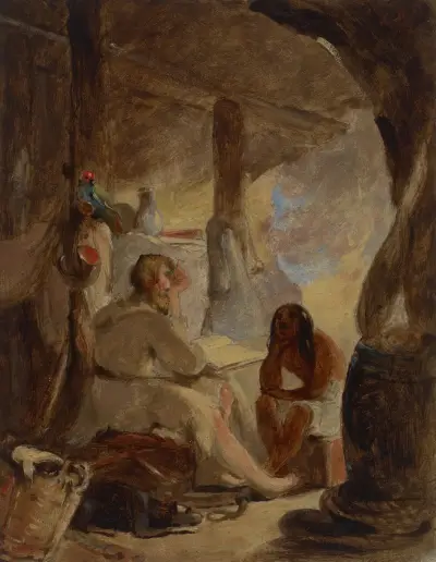 Robinson Crusoe och Fredag i grottan av Thomas Sully