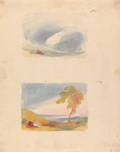Sky Study – Turner’s Principle (no. 11); Landscape With Hills and Tree (no. 12) av Thomas Sully