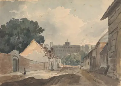 Gatumotiv med hus av Thomas Sully