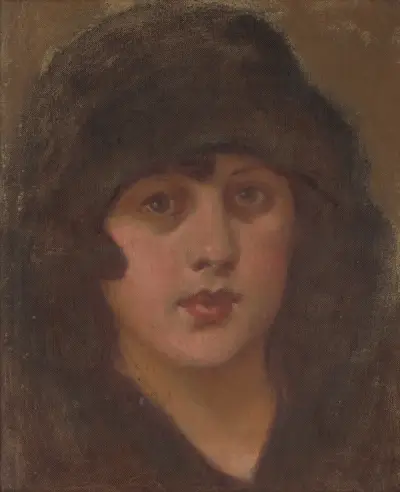 Lady in a black hat av Milan Thomka Mitrovský