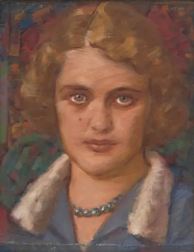 Portrait of a Girl with Beads av Milan Thomka Mitrovský
