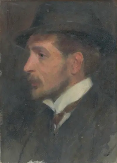 Self-Portrait from Profile in a Hat av Milan Thomka Mitrovský