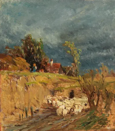 Ein aufziehendes Gewitter über Haslau von Tina Blau