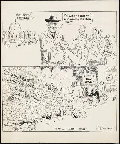 Mr. Wilson predicts that he will go to bed at 9 oclock election night av John Tinney McCutcheon