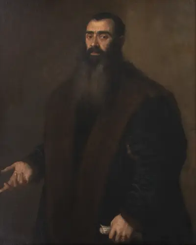 Portrait of the Nuremburg Merchant and Collector Willibald Imhoff the Elder (1519-1580) av Titian