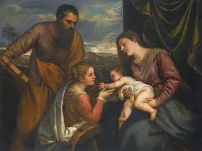 The Madonna And Child With Saints Luke And Catherine Of Alexandria av Titian
