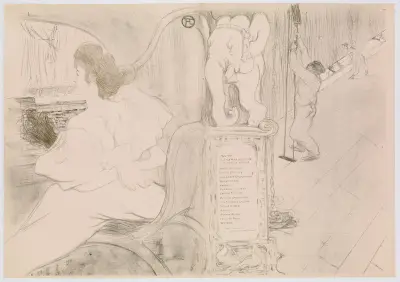 At the Curtain (Au Rideau), from ‘L’Estampe Originale’ av Henri de Toulouse-Lautrec