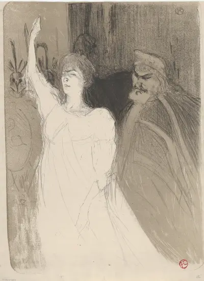 Bartet and Mounet-Sully, in Antigone av Henri de Toulouse-Lautrec