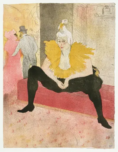 Elles, The Seated Clown, Mlle Cha-u-Ka-o av Henri de Toulouse-Lautrec