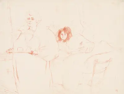 Elles: Woman Carrying a Tray, Mme. Baron and Mlle. Popo av Henri de Toulouse-Lautrec