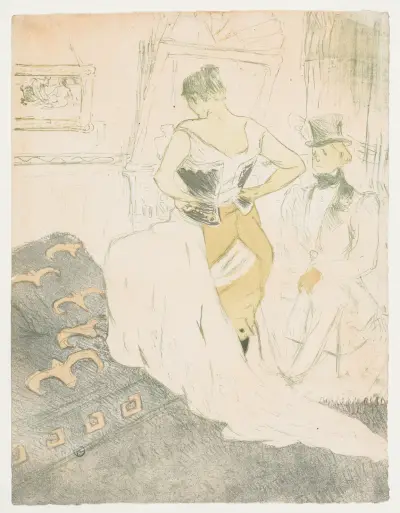 Elles, Woman In A Corset av Henri de Toulouse-Lautrec