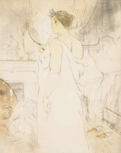 Elles: Woman with a Hand Mirror av Henri de Toulouse-Lautrec