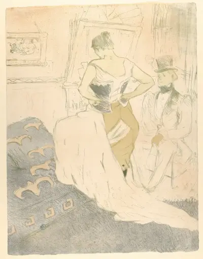 Fastening a Corset av Henri de Toulouse-Lautrec