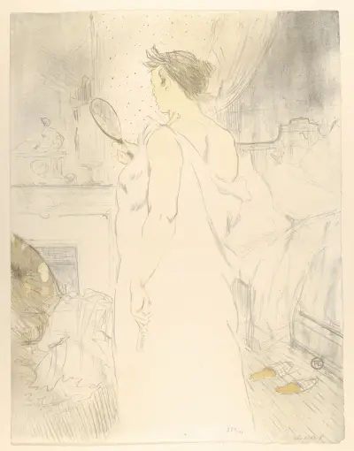 Looking in a Mirror av Henri de Toulouse-Lautrec