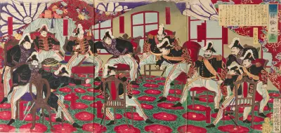 Debate over Whether to Invade Korea av Toyohara Chikanobu