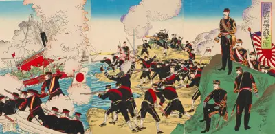 Great Sino-Japanese War in the Vicinity of Asan av Toyohara Chikanobu