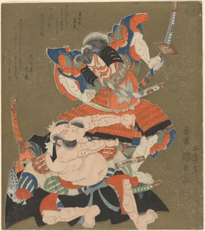 A Duel; Two Warriors av Utagawa Kunisada (Toyokuni III)