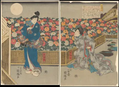 Night Scene in the Green House or Yoshiwara av Utagawa Kunisada (Toyokuni III)