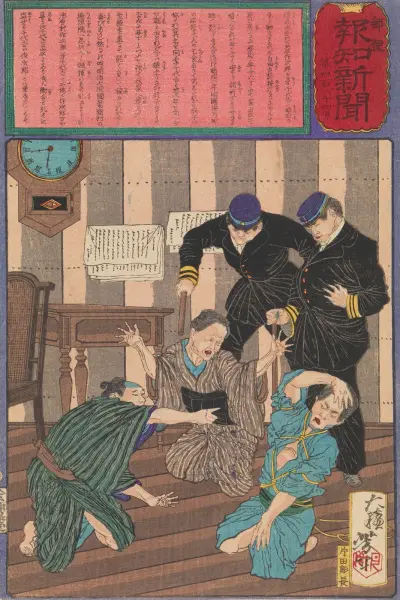 Chiyokichi’s Mother Identifies Him and Solves a Case of Mistaken Identity av Tsukioka Yoshitoshi