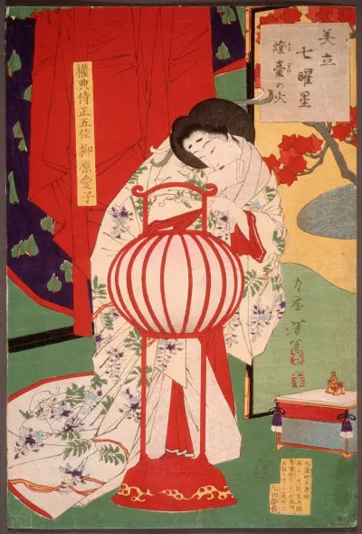 Fire in the Lamp Stand av Tsukioka Yoshitoshi