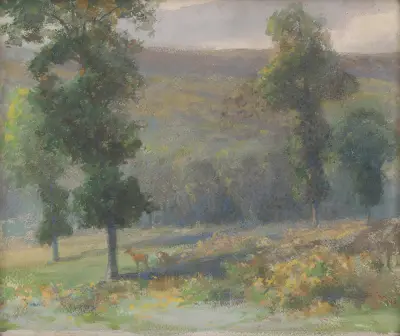 A grove with deer av Ľudovít Čordák