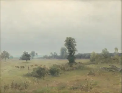 Landscape with grazing cows von Ľudovít Čordák