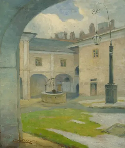 The courtyard of the Renaissance manor house in Strážky av Ľudovít Čordák