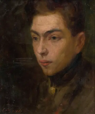 Head Study of a Young Man av Ľudovít Pitthordt