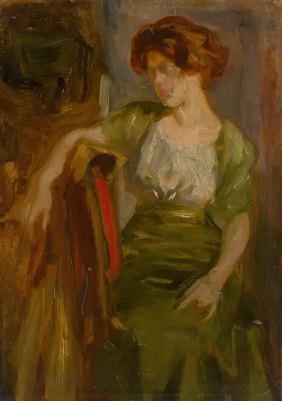 Study of a Seated Woman av Ľudovít Pitthordt