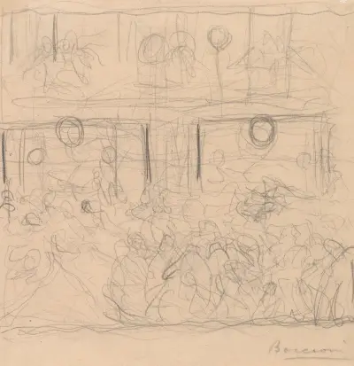 Study for ‘The Riot’ av Umberto Boccioni