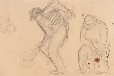 Study for ‘The Street Pavers’; Two Workmen av Umberto Boccioni