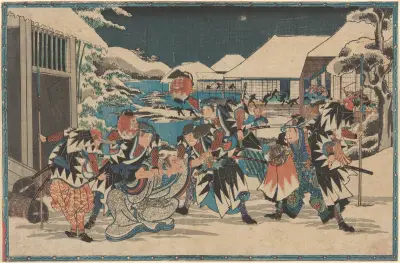 Capture of Moronao in Snow av Utagawa Hiroshige