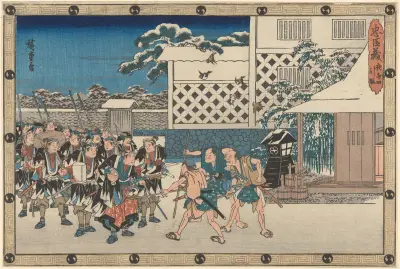 Challenging the Guards av Utagawa Hiroshige