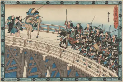 Gathering on the Bridge av Utagawa Hiroshige