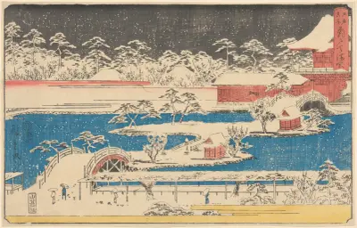 Kameido Temmaugu in Snow av Utagawa Hiroshige