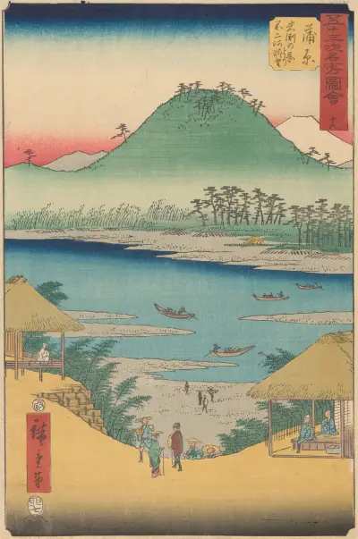 Kanbara, 1855 av Utagawa Hiroshige