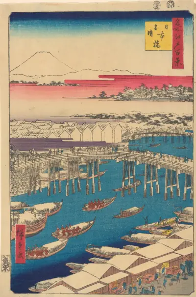 Nihonbashi; Clearing Weather after Snow (Nihonbashi Yukibare) av Utagawa Hiroshige