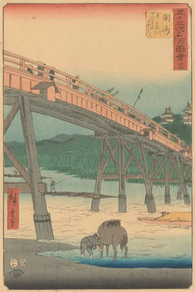 Okazaki, 1855 av Utagawa Hiroshige