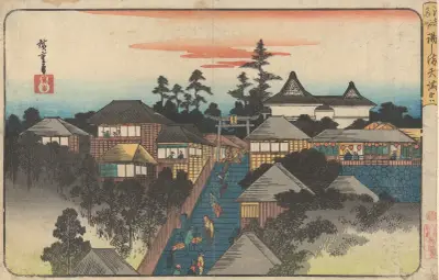 Ushima Shrine in Hongo District av Utagawa Hiroshige