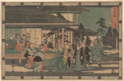 Yoshiwara (Five Ronin, Six Women) – nr 1 av Utagawa Hiroshige